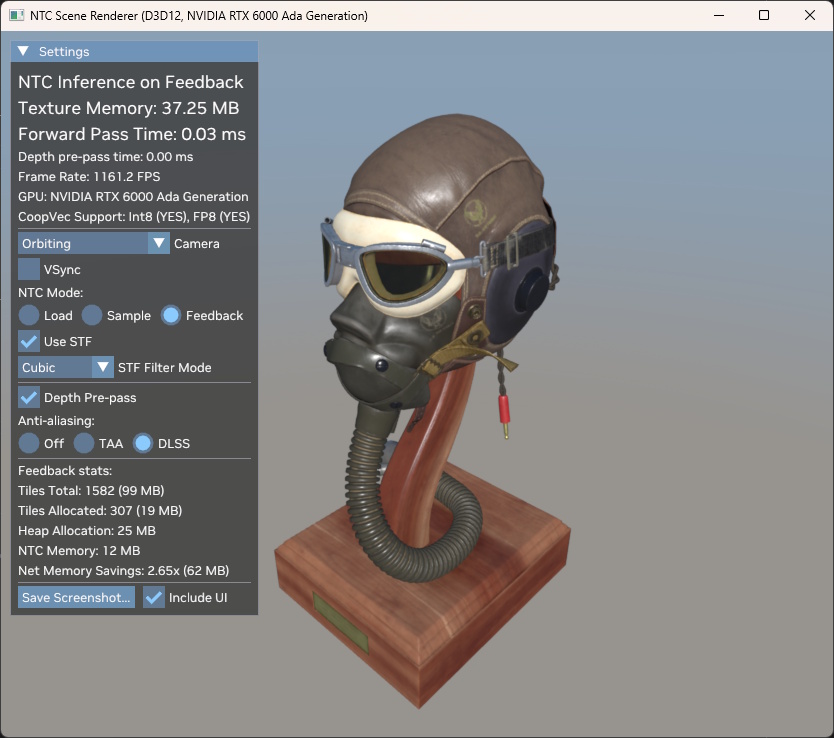NVIDIA Neural Texture Compression - rendu de la scène Tuscan avec NTC actif